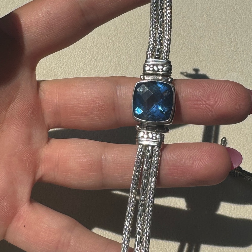 SARDA 925 Sterling Silver lab created Sapphire bracelet 28g - Picture 9 of 15
